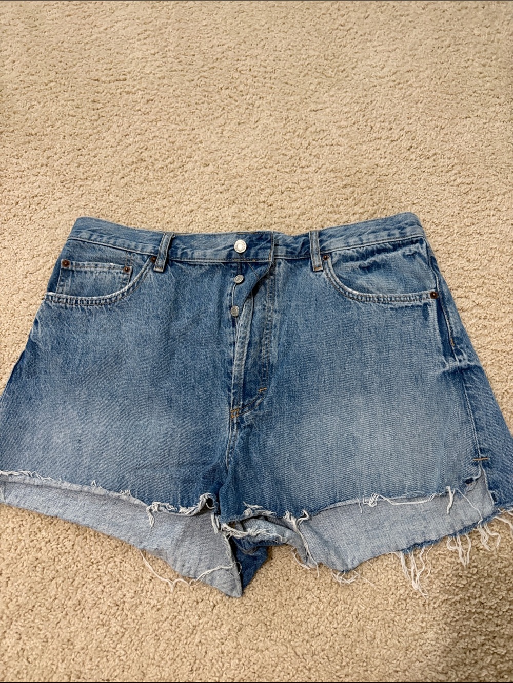 nuuds Light Blue Distressed Denim Shorts
